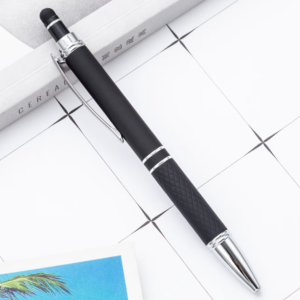 Rubber coated metal pen